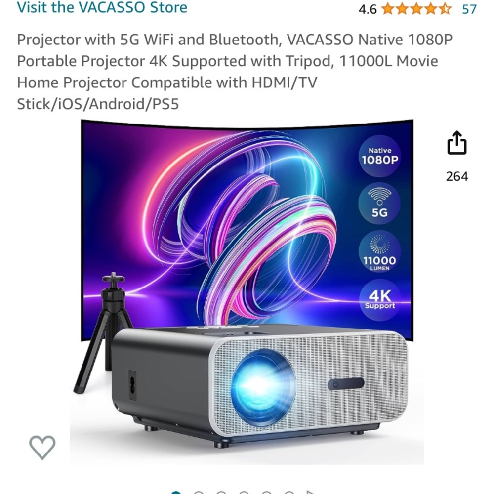 Projector with 5G WiFi and Bluetooth